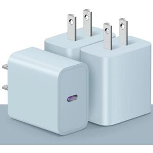 [3 Pack] USB C Charger Block, iPhone 16 Charger Block 20W PD Power Adapter for iPhone 16/16Pro/16Pro Max/16Plus/15/14/13/12/11/ Xs/X, iPad and More - Blue