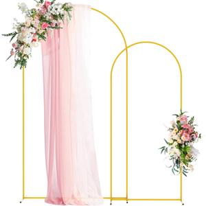 Wokceer Wedding Arch Backdrop Stand 7.2FT, 6FT Gold Metal Arch Stand Set of 2 for Birthday Party Wedding Ceremony Baby Shower Graduation Decoration