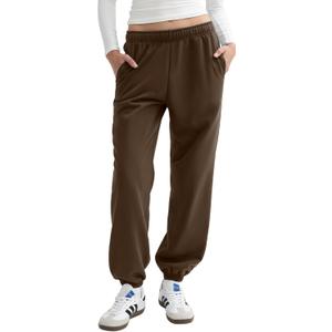 PUMIEY Women's Sweatpants High Waisted Baggy Sweat Pants Workout Casual Joggers Pants Airy Collection (Medium, Chocolate)