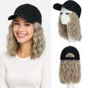 MY-LADY Hat Wig Hat with Hair Attached for Women Baseball Cap with Hair Extensions Adjustable Short Wavy Synthetic Hairpiece 8" Black Cap to 16P613