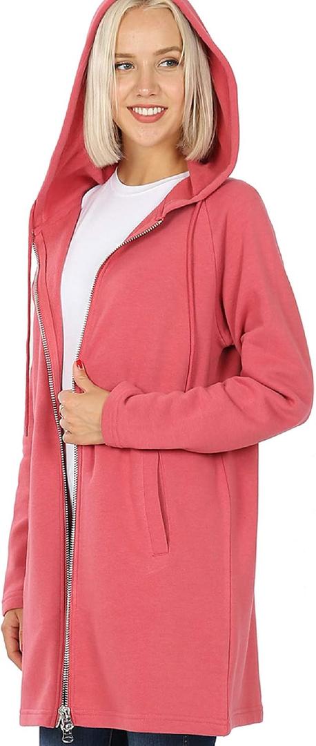MixMatchy Women's Casual Oversized Fit Long Sleeve Zip Up Hoodie Tunic Fall Sweatshirt Jacket 1XL