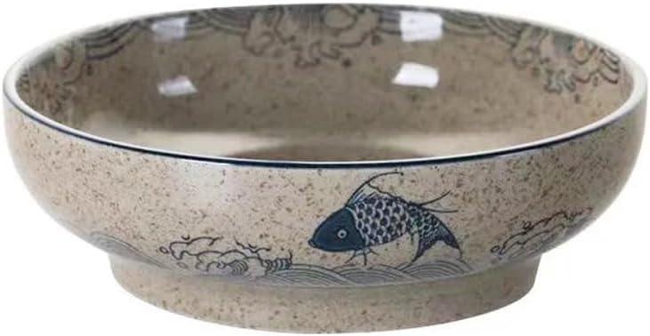 Japanese Style 9Inch Retro Ceramic Soup Bowl Household Ramen Noodle Fruit Salad Mixing Large Bowl (yule)