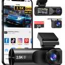 Dash Cam Front and Rear, 2.5K+1080P+1080P 3 Channel Dash Cam with 32GB Card, Wi-Fi Dash Camera for Cars, G-Sensor, Night Vision, 24H Parking, Loop Recording, 1.97”IPS, Support 256GB
