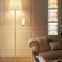Dimmable Floor Lamp for Living Room, 68" Tall Standing Lamp, Reading Light with Remote & Foot Pedal, 10W LED Bulb (3000K-6500K) Included, FCC Listed, Reinforced Base, Gold and White DW12LD05