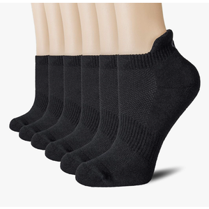CS CELERSPORT 6 Pairs Ankle Athletic Running Socks Low Cut Sports Tab Socks for Men and Women Black M