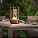 Portable Metal Table Lamp for Indoor/Outdoor,Rechargeable Cordless LED Lamp, 3-Colour Infinitely Dimming Battery Powered Small Desk Lamp, Restaurant/Bedroom/Bar/Coffee/Camping Light (Gold)