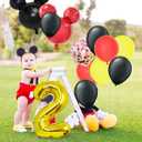 Nyhpar Cartoon 2nd Birthday Party Supplies Oh Twodles Theme Party Decorations Includes Felt Banner,Welcome Hanger Door Sign, Tablecloth,Cake Cupcake Toppers,Mouse Head Balloons, Latex Balloons