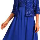 Formal Gowns for Women 2024 Mother of The Bride Dresses Formal Wedding Party Dress Two Piece Dress Royal Blue XL