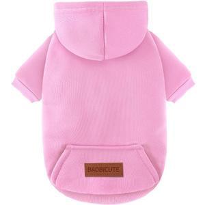 1 Pack Dog Hoodie Warm Hood Dog Sweater Cold Weather Small Dogs Sweatshirt Comfort Pet Clothes for Small Medium Dogs with Pockets Cats Chihuahua Clothes for Male Female Girl Boy Sporty Daily Wear (XXS (Back: 5.9", Chest: 10.6"), 'Pink'