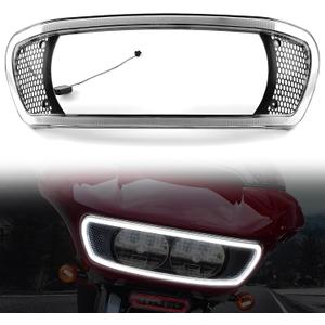 Headlight Fairing Vent Trim for Road Glide 15-24, Front Light Headlamp Bezel Trim Cover with LED DRL for Harley Touring Road Glide CVO 2015-2024 Accessories