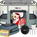 Dog Playpen, Cat Pet Puppy Pen, Portable Playpens for Dogs Indoor Outdoor Travel Camping Use, Foldable Dog Kennel Tent Crate for Rabbit Small Animals with Carrying Case (Grey with Pad, Small)