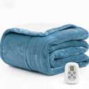 Heated Blanket Electric Blanket Twin 62"x84" Fast Heating Electric Blanket with 10 Heat Levels & 10 Hours Auto-Off Overheat Protection Cozy Soft Flannel Heated Throw Blanket (Navy)