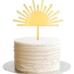 Gold Sun Cake Topper Sunshine Party Decor,Sun Themed Birthday Cake Toppers for Children or Adults Happy Birthday Partyor Celebration