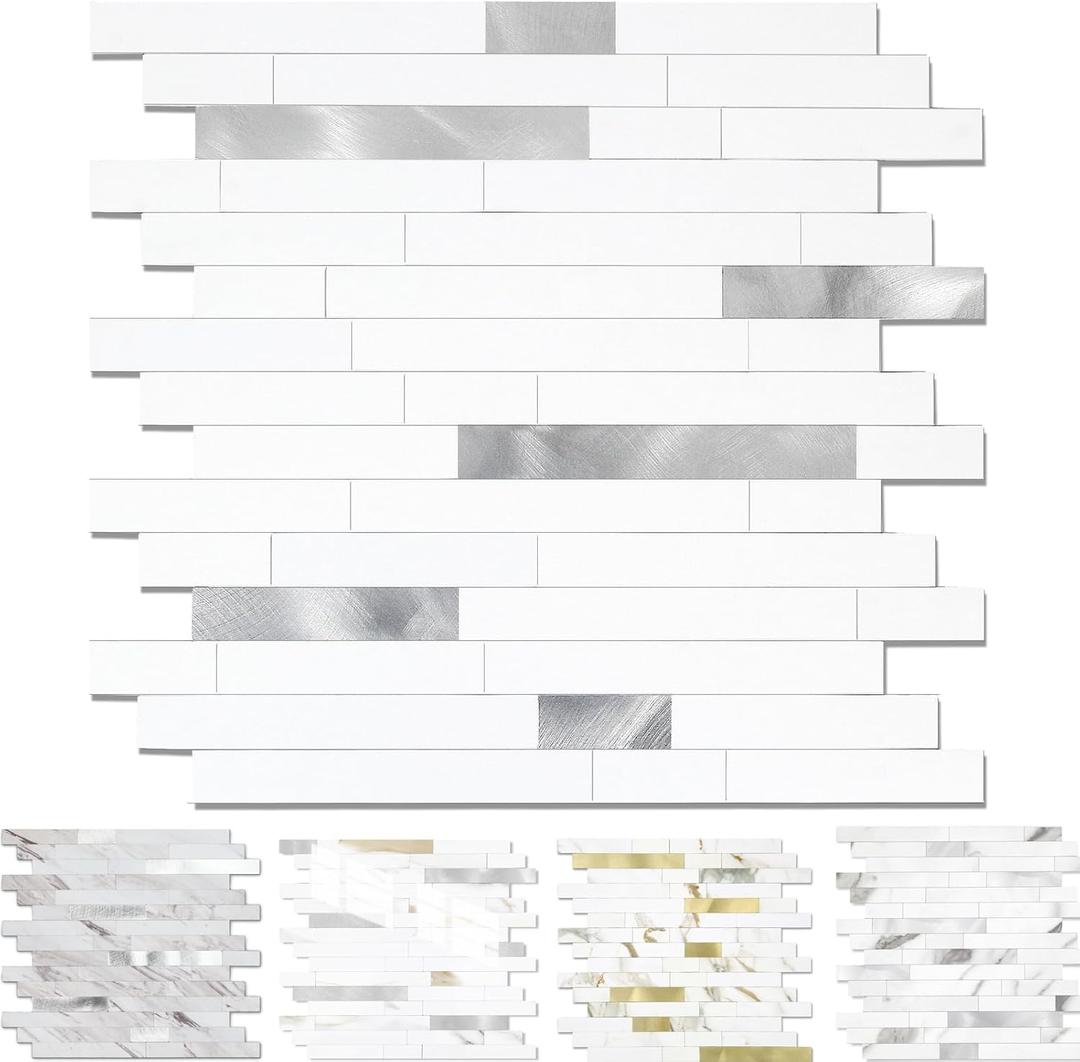 Yipscazo Peel and Stick Backsplash, Stick on Tiles for Backsplash Kitchen (20 Pack, Pure White)