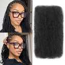 BLL Afro Kinkys Bulk Human Hair, 18 Inch 50 Gram 100% Human Hair for Mini Twist Braiding Dreadlock Loc Extensions Afro Kinky Curly Hair Bulk Black Color (1B, 18 Inch (Pack Of 1))