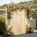 Gallety Ivory Backdrop Curtain for Wedding, Photo Backdrop Curtain for Bridal Shower Decorations - 10FT x 10FT Ivory Backdrop Fabric with Rod Pockets for Celebration,Birthday Party,Graduations Decor (W5' x H10'(2 panels))