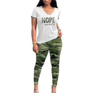 Lounge Sets for Women 2 Piece Summer Casual Jogger Workout Outfits Short Tops Long Pant Sweat suit leggings set (X-Large, Camouflage Print)
