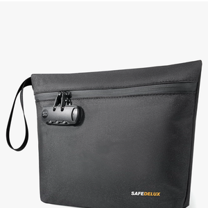 Smell Proof Bag, Odor Proof Bag with Combination Lock, Durable Smell Proof Container with Carbon Lining, Secure Odorless Travel Pouch for Home & On-the-Go (Black)