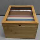 3x5'' Index Card Holder Box with Dividers Bamboo Index Card Organizer Wood Recipe Box with Lid 4 Compartments for 1200 Cards File Notecard Holders for Business Home Office Kitchen