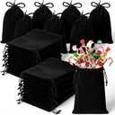 PercyEffie 100 Pcs Velvet Drawstring Bags, 46 Inch Black Jewelry Pouches, Black Velvet Gift Bags with Drawstring for Jewelry Bracelet, Candy,Headphone, Bead, Gift, Gadgets