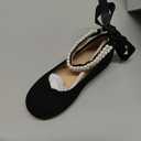 Hehainom Toddler Girls Dress Shoes Flower Girl Little Kids Mary Jane Ballet Flats Pearls Bow Wedding Party Communion Shoes (Blacksuede)