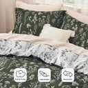 Bedsure Queen Comforter Set - Dark Olive Green Bed Set, 3 Pieces Cute Floral Bedding, 1 Soft Reversible Botanical Flowers Comforter and 2 Pillow Shams