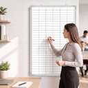 AmazingSpark Lined Whiteboard Blank Grid Aluminum Frame Dry Erase Board Reusable Wall Mounted Board for Scheduling, to Do Lists Weekly Planning Home Work (36 x 24 Inch,Vertical Whiteboard with Grid)