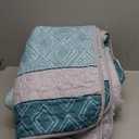 Cottolester Teal Quilt Set,Boho Bedspread Queen Size,Blue Sriped Plaid Bedding Set Soft Microfiber Quilt with 2 Pillow Shams 96"x90"