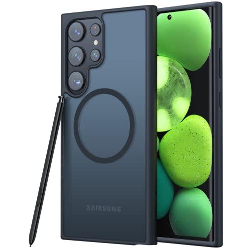 TORRAS Magnetic Shockproof for Samsung Galaxy S23 Ultra Case, Fit for MagSafe, 4X Military Grade Protection, Translucent Slim Case for Samsung S23 Ultra Case Anti-Fingerprint Anti-Scratch, Black