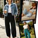 2 Pack Cotton Wide Leg Pants Women High Waisted Cropped Palazzos Summer Beach 2026 Casual Trousers HPM (L)