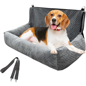 Auto Care Dog Car Seat, Fully Removable and Washable Cover, Easy to Assemble, Memory Foam Filled Comfort Pad, Durable Anti Slip Bottom (Gray)