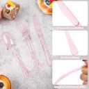 Kochorie 300 Piece Disposable Clear Pink Utensil Set Plastic Silverware Heavy Duty Cutlery Set Serves 100 Guests Forks Knives Spoons for Home Wedding Birthday Party Picnics Bride Shower Outdoor Events