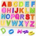 Zeoddler Alphabet Puzzles, Wooden Puzzles for Toddlers, ABC Shape Puzzles for Kids, Preschool Learning Activities, Gift for Girls Boys