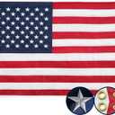 American Flag 3x5 Ft, 4 Brass Grommets US Flags - Embroidered Stars, Sewn Stripes, Heavy Duty Durable Outdoor US Flags - Hanging US Flags for Room/Indoor/Wall American Flag