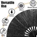 6PCS Glitter Rave Fan,13in Large Folding Hand Rave Fan with 6 Fabric Case Bags, Clack Fans for Line Dancing,Music Festivals,Disco,Glow Party.(Glitter Black)