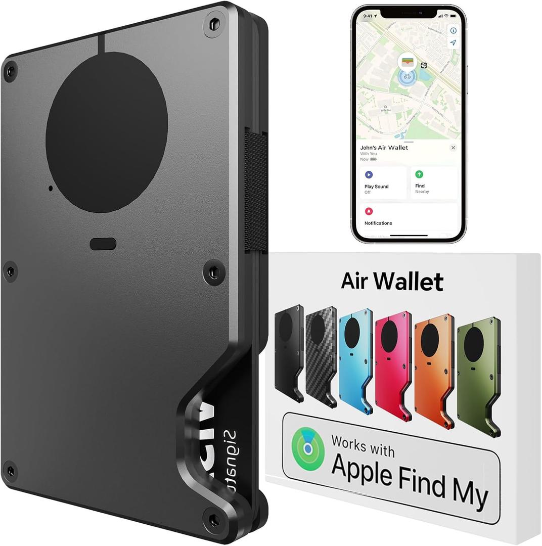Air Wallet, Minimalist Wallet with Built in Airtag Chip, RFID Blocking Credit Card Holder, Slim Wallet For Men, Compatible with Apple Find My iOS Only, Detachable Money Clip (gray) (gray)