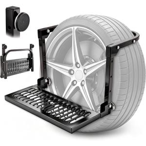 Saker Upgraded Tire Step for Truck, Folding Wheel Step, Black