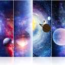 4 Pieces 36 x 12 Inches School Locker Magnetic Wallpaper Removable Magnetic Locker Accessory Kit Easy Install Decoration Sticker for Office University First Day of School Decor (Galaxy Style)