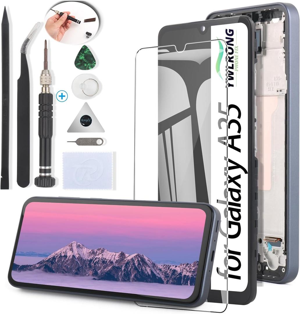 YWLRONG for Samsung Galaxy A35 5G Screen Replacement for Samsung A35 5G A356U LCD Display Touch Screen Digitizer Assembly Replacement with Toolswith Frame