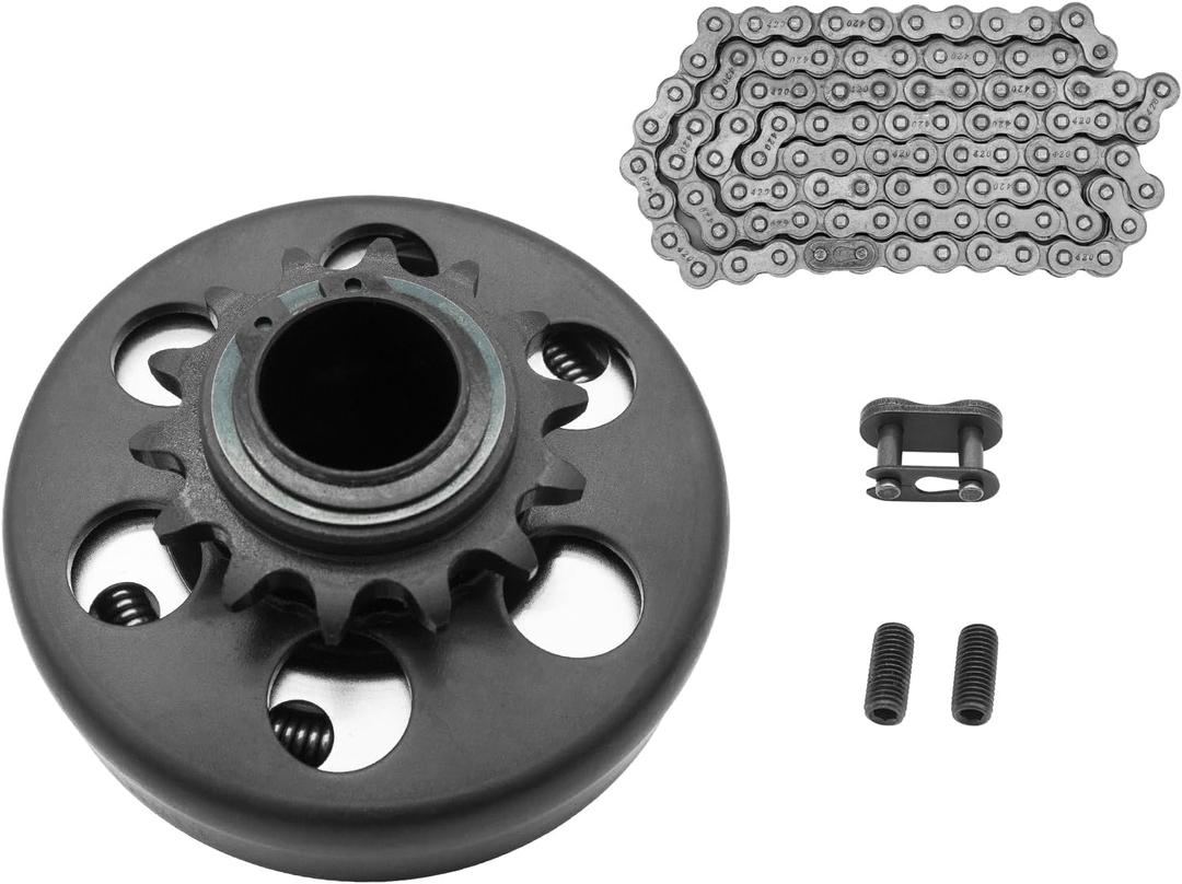 Go Kart Centrifugal Clutch 1" Bore 14 Tooth and #40/41/420 Chain Fit for Go Kart, MiniBike, Lawnmower, Mini motorcycles, 212CC 6.5-8HP Engines performance Parts, Up to 2300 RPM.