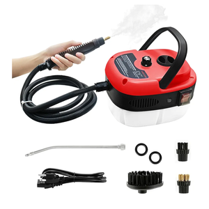 Handheld Steam Cleaner, 2500W Pressurized Steam Cleaner with 3 Brush Heads, Portable Steam Cleaner for Home, Car, Furniture, Kitchen, Bathroom and Wall, Red