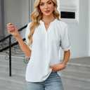 Blooming Jelly Women's Dressy Tops Business Casual Blouses Summer Button Down Work Shirts 2025 (White, L)