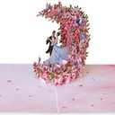 2 x Couple Dancing in the Moon Pop Up Anniversary Cards, 6x8in Wedding Anniversary Card, Valentines Day Card, 3D Romantic Gifts for Her, Him, Husband, Wife, Mom, Dad (Dancing in the Moon).