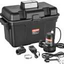VEVOR Basement Emergency Back-Up Sump Pump, 2000GPH 0.17 HP Backup Sump Pump System, with 15V Adapter, Float Switch, 24-Hour-a-Day Monitoring Controller, Alerts, and Charger, Black
