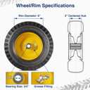 MaxAuto 4.10/3.50-6" Flat Free Tire Replacement for John Deere Mower, Hand Truck/All Purpose Utility Tire on Wheel, 3"-3.5''-4.0''-4.5'' Centered Hub, 3/4" Bearings, Yellow Steel (2 pack)