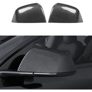 2Pcs ABS Mirror Caps Guard Tesla Model Y Rearview Cover, Compatible with Model Y 2021-2024, Not Fit Juniper, Gloss Carbon Fiber Rear Side Mirror Cover(Gloss Carbon Fiber Pattern, Model Y)