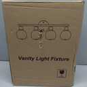 4-Light Bathroom Light Fixtures, Brushed Nickel Modern Vanity Lights Over Mirror with Clear Glass Globe Shade, Bathroom Wall Sconces for Mirror Kitchen Living Room Hallway Cabinet Bedroom Porch