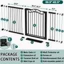 Fairy Baby 59.9"-62.5" Extra Wide Baby Gate with Door, 60 61 62 Inches Walk THR Baby Gates for Stairs Pressure Mounted no Drill, Indoor Tension Metal Child Pet Dog Safety Gate for Kids, Black