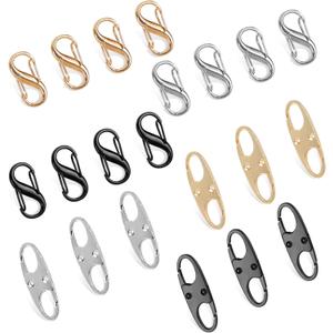 Phinus Lock Combo, Total 21PCS Clips Anti-Theft, Locks Anti-Theft for Luggage, Clothing, Backpacks, Boots, Purses, Travel Outdoor Sports(Black, Silver, Gold) (S-shaped and 8-shaped, Mix colors)