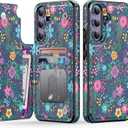 Goodon for Samsung Galaxy S25 Case Wallet - Flip Folio Leather Cover with Trendy Floral Design, 3 Card Slots & Kickstand Function, Protective Phone Case for Women and Girls - Cute Blooming Flowers